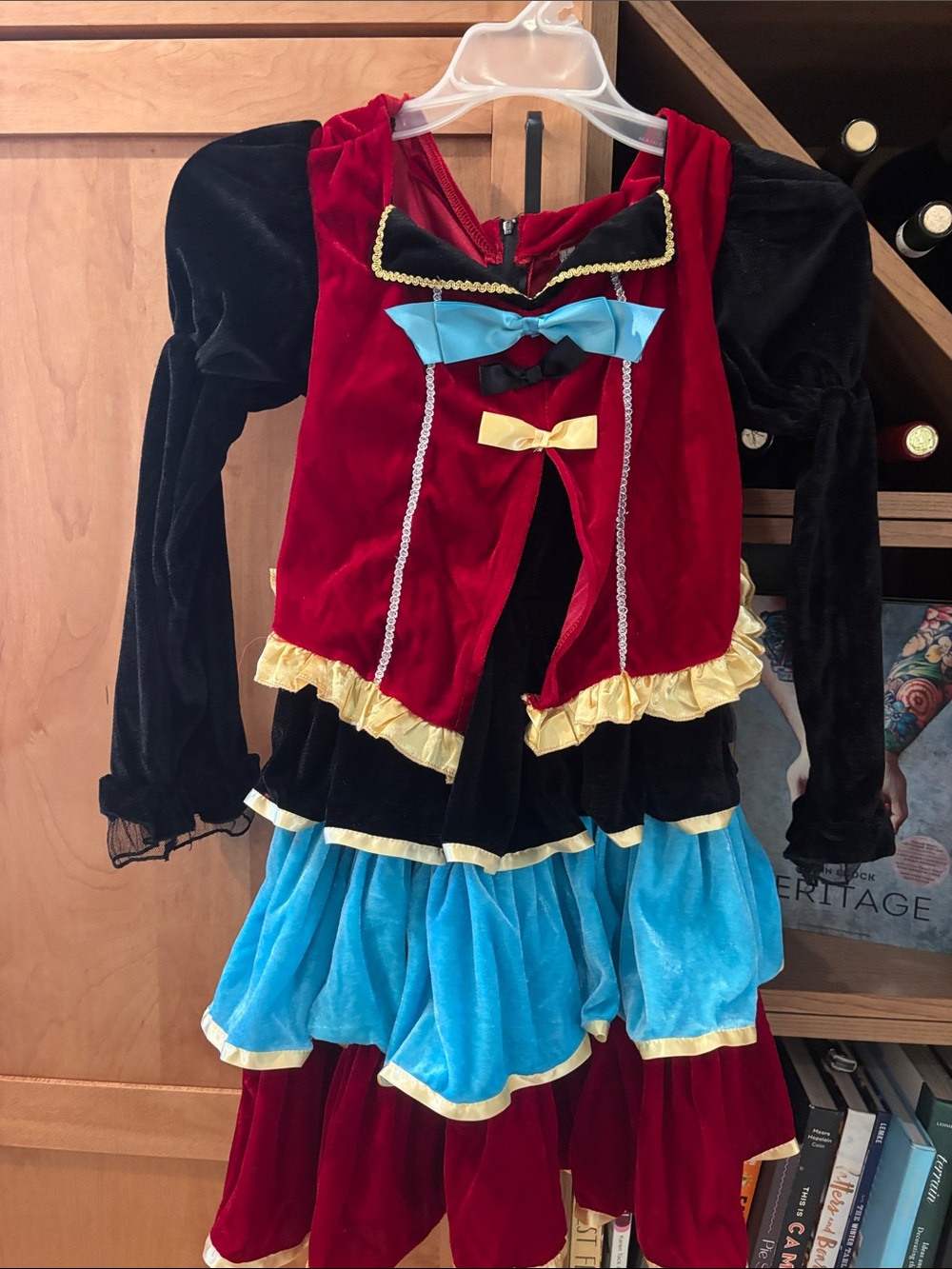 Kids Red and Black Velvet Pirate Costume or Princess Anna’s travel dress